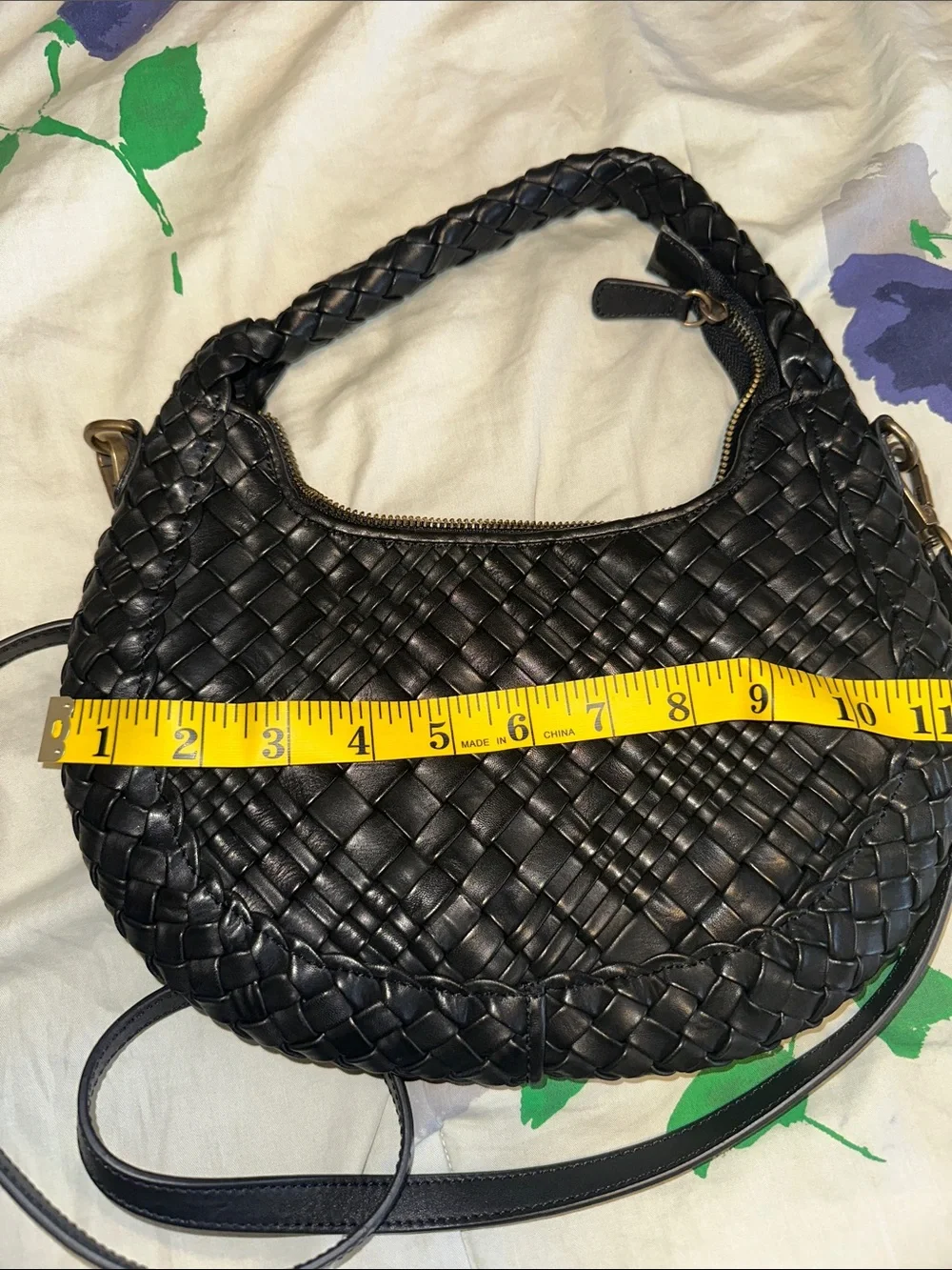 Black Woven Shoulder Bag with Braided Handle